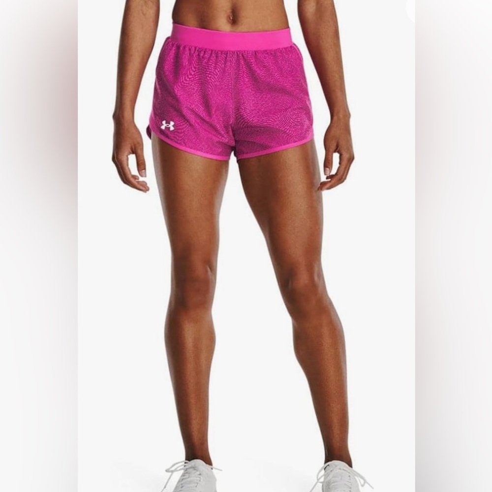 Under Armour Women's Loose Heatgear Fly By 2.0 Running Shorts Size M Print Pink